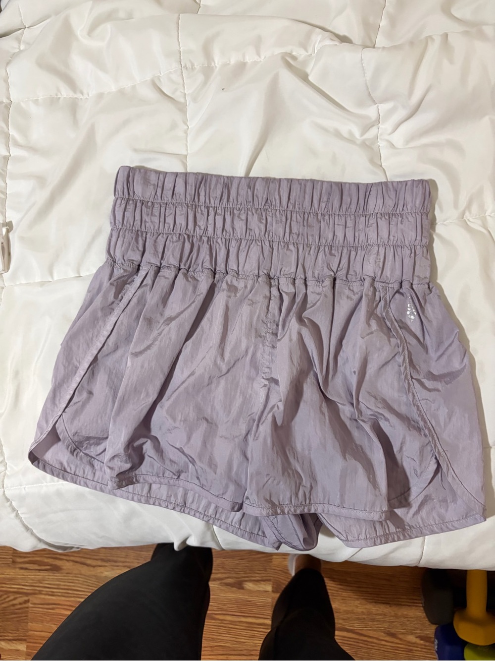 Free People Lavender Smocked-Waist Athletic Shorts